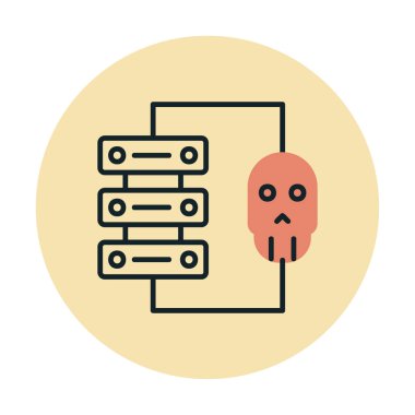 veri merkezi ve Hacking vektör simgesi