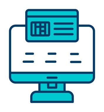 Basit Çevrimiçi Ödeme simgesi, vektör illüstrasyonu