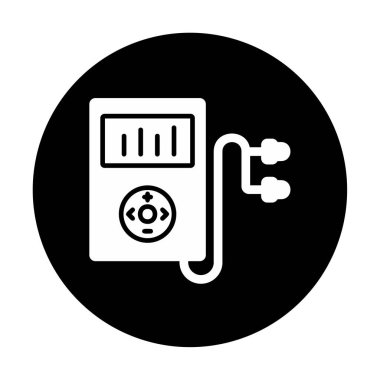 Kulaklık simgesi, vektör illüstrasyonlu Mp3 oynatıcı