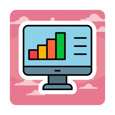 Basit Bilgisayar İzleme Veri Analizi simgesi, vektör illüstrasyonu