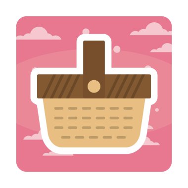 piknik sepeti web simgesi, vektör illüstrasyonu 