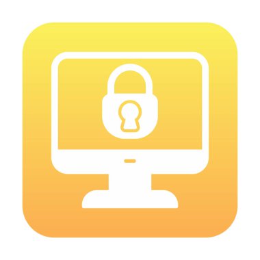 Basit Bilgisayar monitörü Ekran simgesi, vektör illüstrasyonunu kilitle