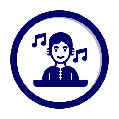 DJ avatar web simgesi, vektör illüstrasyonu 