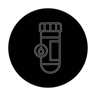 Kan testi tüpü ana hat vektör simgesi. Laboratuvar test sembolü, logo illüstrasyonu.