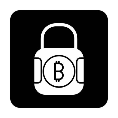 Basit düz bitcoin Ödenmiş Kilit simgesi, vektör illüstrasyonu