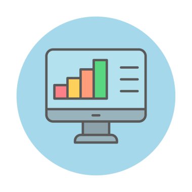 Basit Bilgisayar İzleme Veri Analizi simgesi, vektör illüstrasyonu