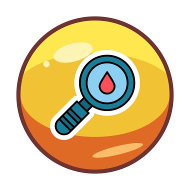 Loupe ikonu. Büyüteçteki su damlasının vektör çizimi