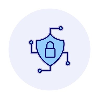 Asma kilit simgesi, vektör illüstrasyonlu güvenli kalkan