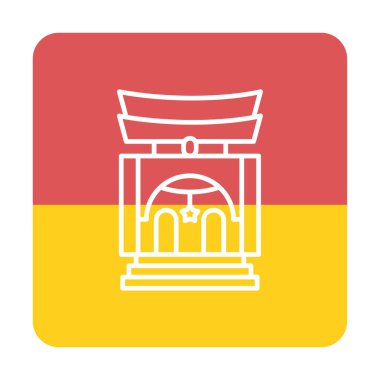 Basit antik Asya Tapınağı simgesi, vektör illüstrasyonu