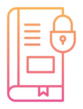 Asma kilit simgesine sahip kitap, vektör illüstrasyon tasarımı, Güvenli Kitap sembolü 