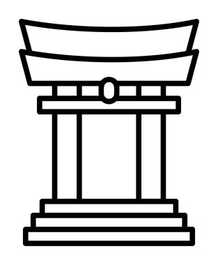 Basit Japon Tori Kapısı simgesi, vektör illüstrasyonu