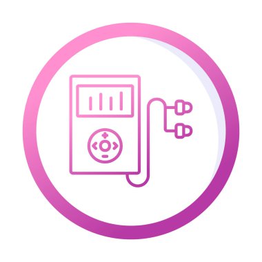 Kulaklık simgesi, vektör illüstrasyonlu Mp3 oynatıcı