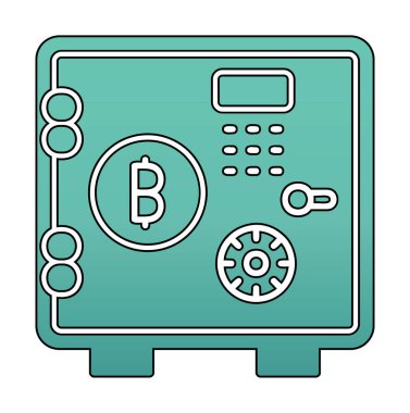 Bitcoin dolap simgesi, vektör illüstrasyonu 