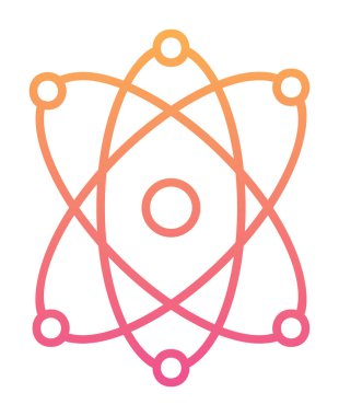 Moda düz biçimli atom simgesi, bilim simgesi vektör illüstrasyonu                     