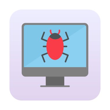 Basit Bilgisayar Virüsü simgesi, vektör illüstrasyonu