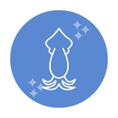 Beyaz arkaplanda mürekkep balığı vektörü simgesi 