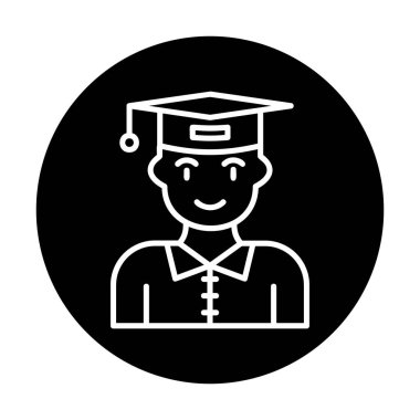 Mezuniyet başlığı simgesi vektör illüstrasyonu öğrencisi