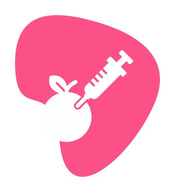 Gmo Food, şırınga ikonlu elma, vektör illüstrasyonu 