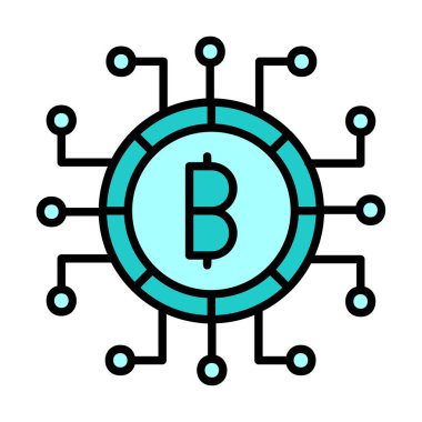 Bitcoin işareti, vektör illüstrasyonlu dijital para simgesi 