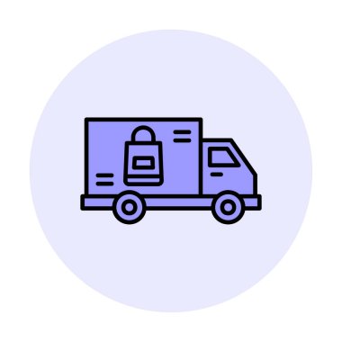 Teslimat kamyonu vektör simgesi modern basit illüstrasyon                        