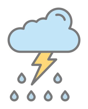 Basit düz Gök Gürültüsü hava durumu illüstrasyonu 