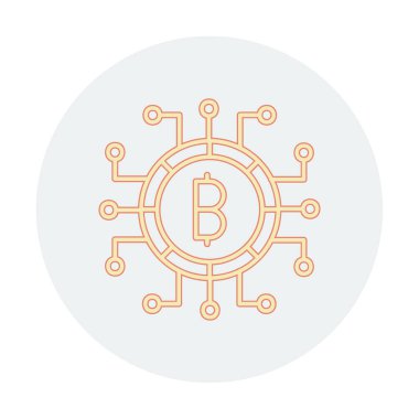Bitcoin işareti, vektör illüstrasyonlu dijital para simgesi 