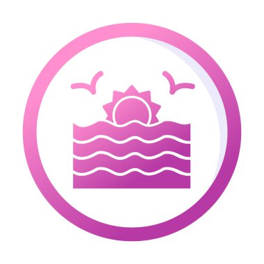 Basit düz gün batımı ve deniz vektörü 