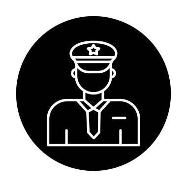 Üniformalı düz simgeli polis memurunun vektör çizimi