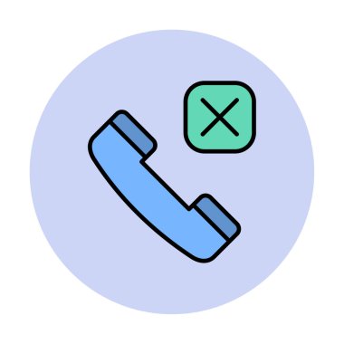 düz arama telefonu reddedilmiş simge vektör illüstrasyonu 