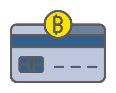 Bitcoin cüzdan simgesi, bitcoin simgesi olan kredi kartı, vektör illüstrasyonu 