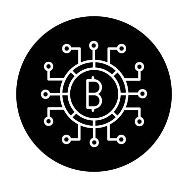 Bitcoin işareti, vektör illüstrasyonlu dijital para simgesi 