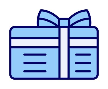 Kurdeleli hediye kutusu ve yay düz simge, vektör illüstrasyonu