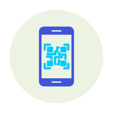 Akıllı Telefon Ekran Web simgesi Qr Kodu, vektör illüstrasyonu 
