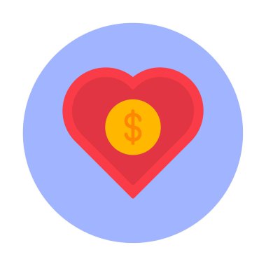 Dolar kalbi favori simgesi, vektör illüstrasyonu 