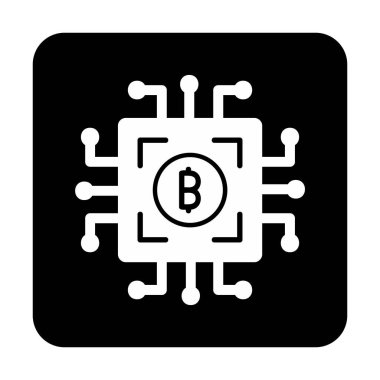  Bitcoin dijital para birimi. Bilgisayar devre kartı simgesi  