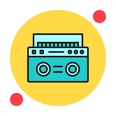 Boombox düz simgesi, vektör çizimi