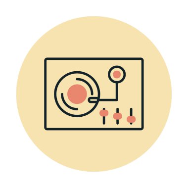 Basit vinil oynatıcı Turntable simgesi, vektör illüstrasyonu