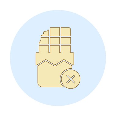 Basit Çikolata Yok simgesi, vektör illüstrasyonu