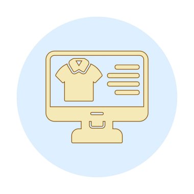 Basit Kumaş Çevrimiçi Alışveriş simgesi, vektör illüstrasyonu