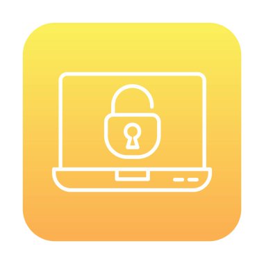 Basit düz dizüstü bilgisayar Aygıtı Kilitli simge vektör çizimi