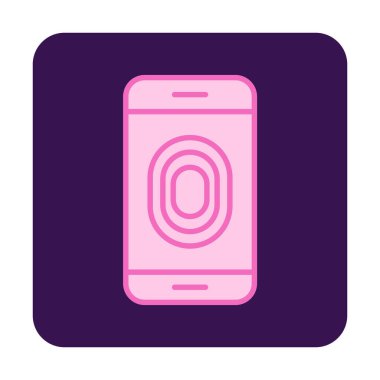 Kilitlenmemiş Parmak izi ikon vektör illüstrasyonlu akıllı telefon  