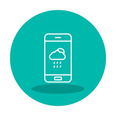 Akıllı telefon web simgesi üzerindeki hava durumu uygulaması, vektör illüstrasyonu 