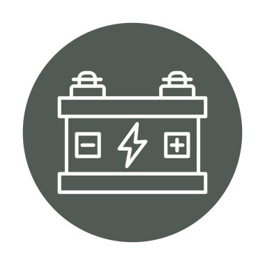 Araba aküsü simgesi. Ağ için Kataloglayıcı imza vektör simgesinin düz çizimi.