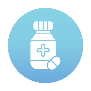 İlaç ikonlu ilaç şişesinin vektör çizimi