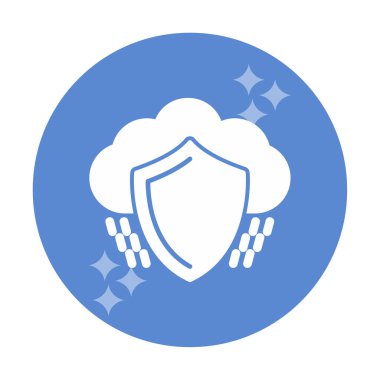 bulut güvenliği düz simgesi, vektör illüstrasyonu