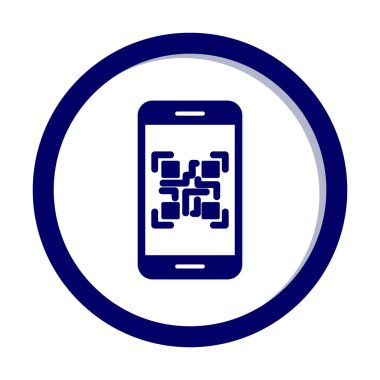 Akıllı Telefon Ekran Web simgesi Qr Kodu, vektör illüstrasyonu 
