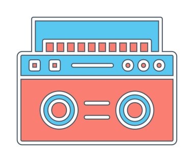  Boombox düz simgesi, vektör çizimi