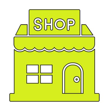 dükkan inşa simgesi, vektör illüstrasyonu basit tasarım