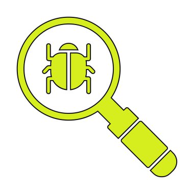 Böcekli büyüteç, virüs tespit simgesi, vektör illüstrasyon tasarımı 