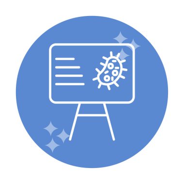 Bakteri simgesi ve vektör illüstrasyonlu sunum tahtası